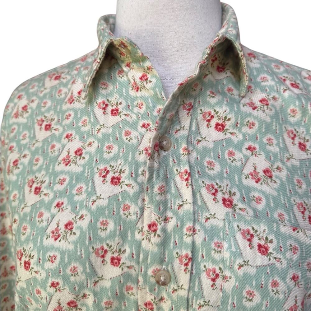 1980s Ralph Lauren 100% Cotton Floral‎ Cottagecore Button Down Shirt - Picture 3 of 8
